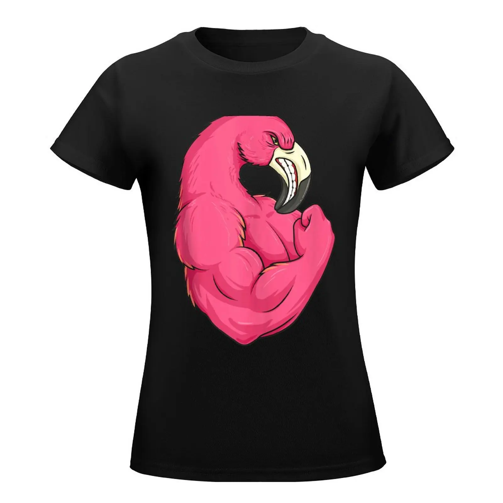 Funny Flamingo Weightlifting Bodybuilder Muscle Fitness T-Shirt tops shirts graphic tees western t shirts for Women