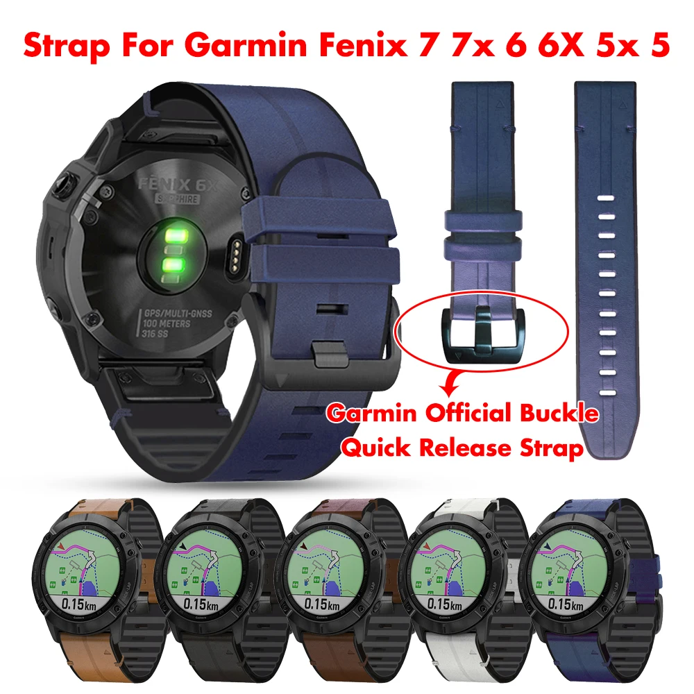 

26 22mm Silicone Leather Watchband Strap For Garmin Fenix 7 7X 6X 6Pro 5X 5 3HR 935 955 Smartwatch Bracelet Quick Release Correa