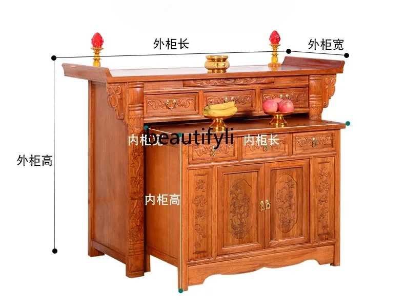 Altar Incense Burner Table Shrine Altar Cabinet Buddha Shrine Buddha Cabinet Chinese Style Buddha Statue Enshrine Table