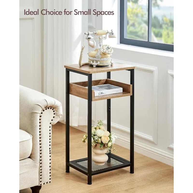 โต๊ะข้างทรงสูง, โต๊ะไฮเอนด์ 30 นิ้ว, โต๊ะทางเข้าเล็ก, โต๊ะข้างเตียงสําหรับห้องนั่งเล่นและห้องนอน, สีเทาและสีดํา