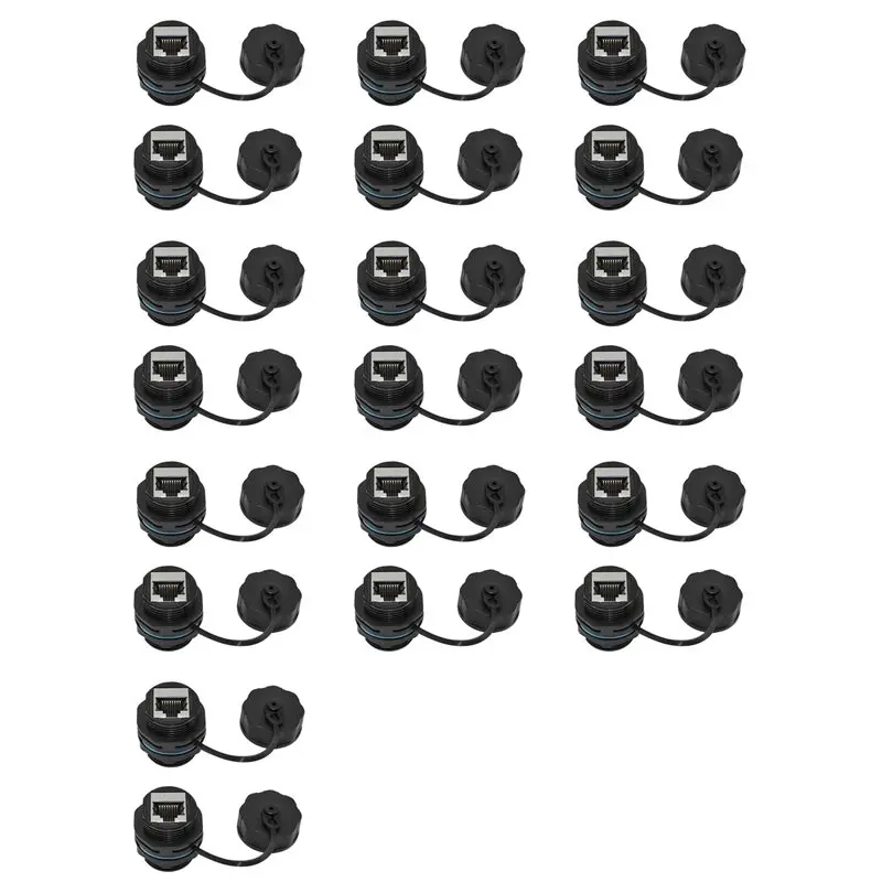 20 قطعة RJ45 لوحة جبل المقرنة ، IP68 محمية لوحة الصناعية جبل إيثرنت LAN من خلال موصل ل CAT6/CAT5E/CAT5-ABIU #1