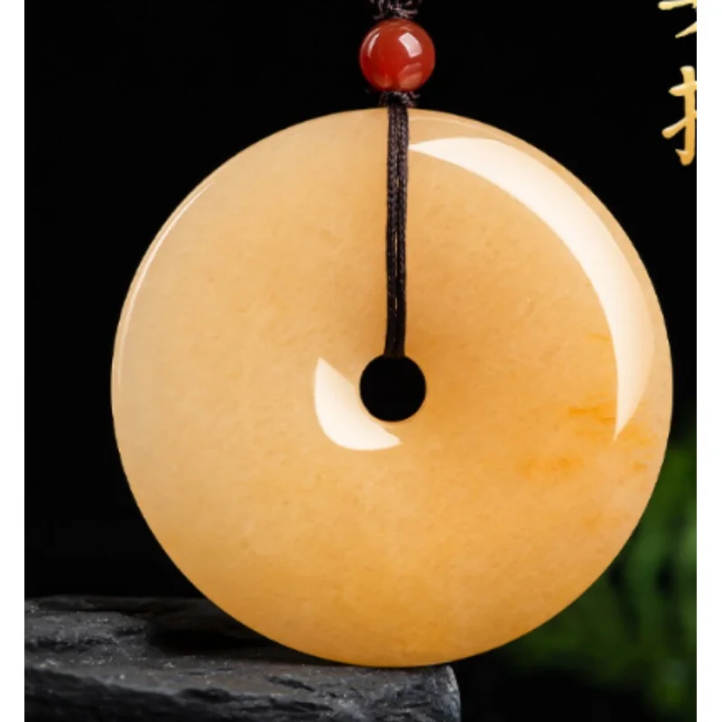 

Certified Yellow Jade Donut Beads Natural Jade Donut Pendant 43-45mm