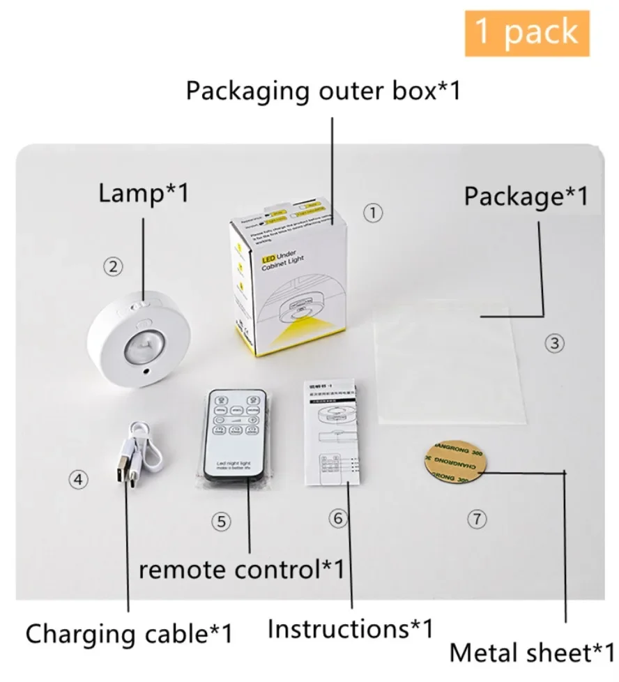Lampe LED RGB COB à Intensité Réglable, 12 Documents, Télécommande, 5V, USB Type-C, Rechargeable, Veilleuse pour Cuisine, Garde-Robe, Chambre