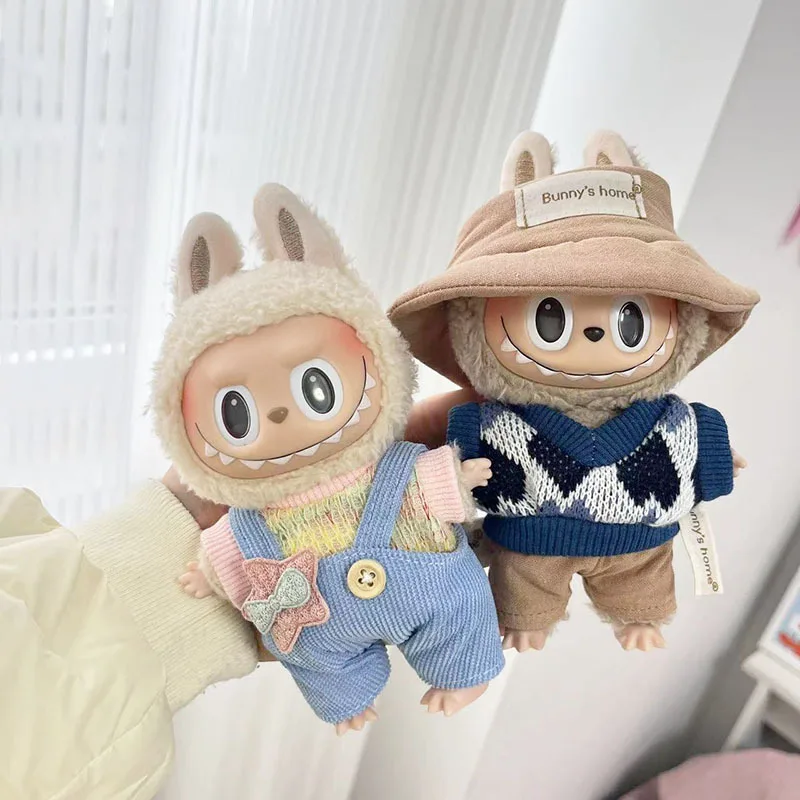 ملابس دمية قطيفة صغيرة لطيفة ، 17 ، إكسسوارات ملابس لكوريا كبوب إكسو دمى المعبود ، سترة بغطاء رأس ، هدية أطفال تصنعها بنفسك