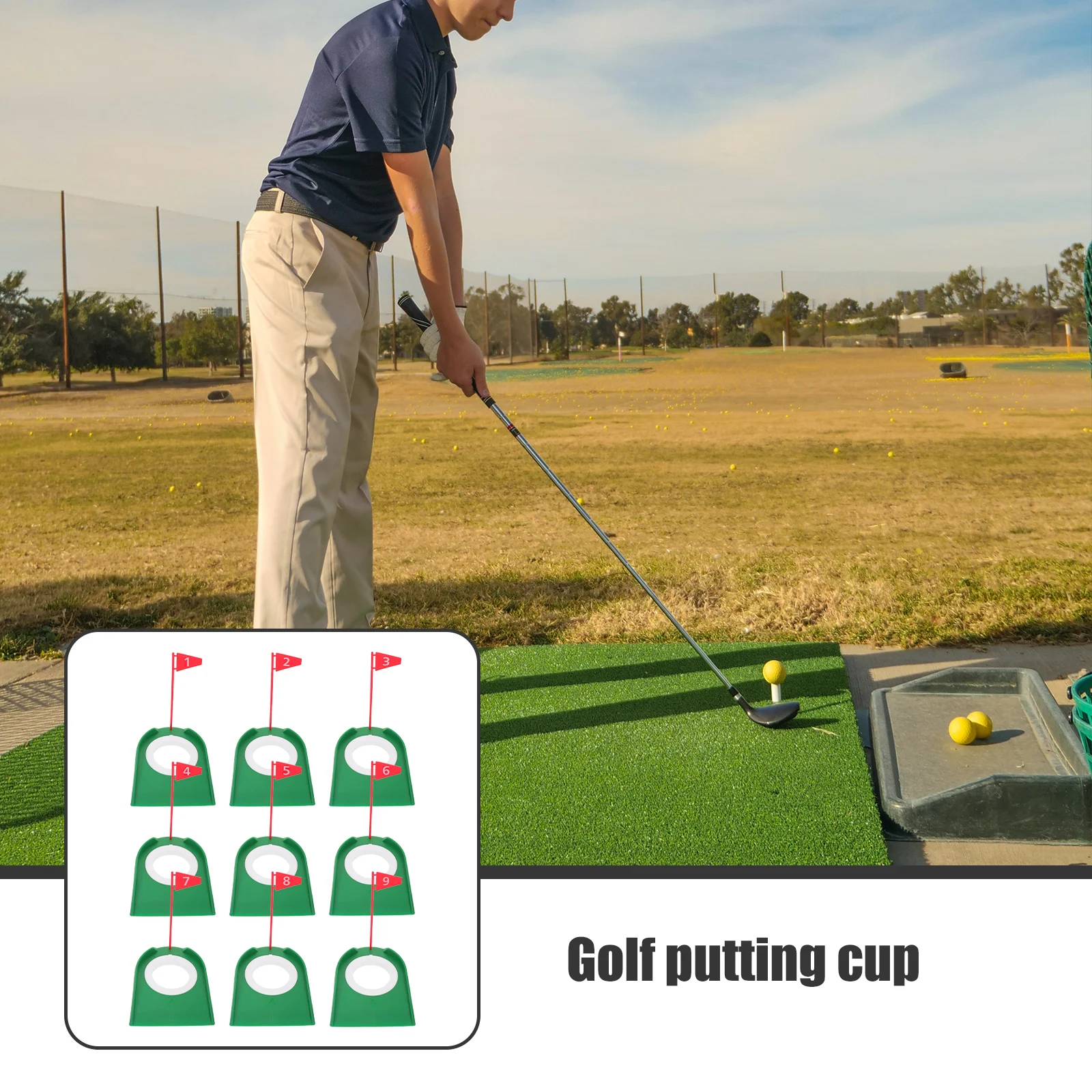 

9 Pcs Putter Golf Putting Disc Plastic Cup and Flag Accessories Adjust Red Hole