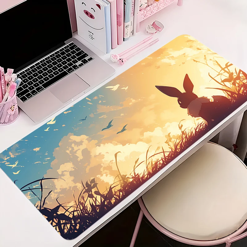 900x400 Mouse Pad Deskmat Laptop P-pokemon Eevee Office Mousepad Desk Decor Extended Mouse Pad Pc Keyboard Mat Oversize Desk Pad