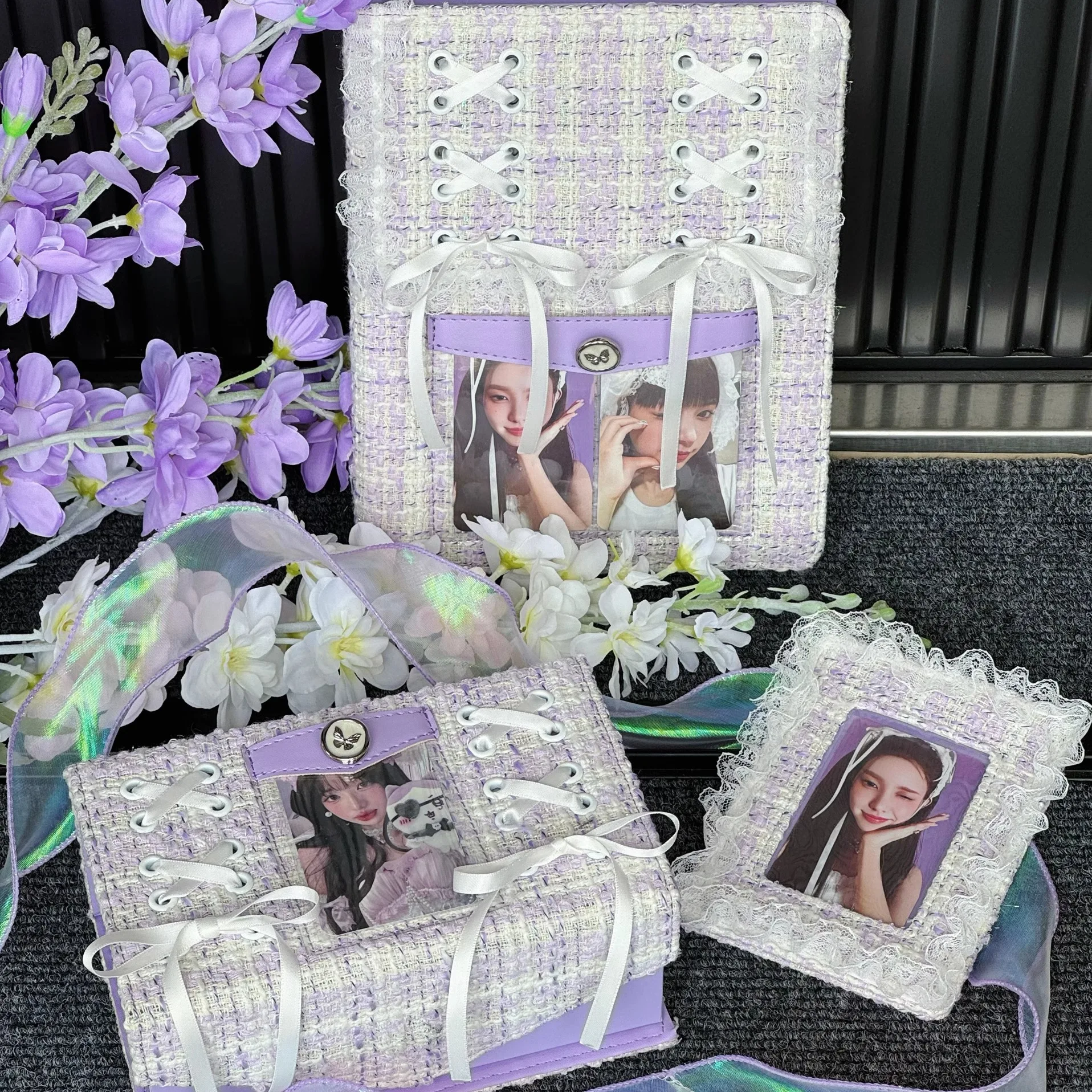 Purple Ballet Lace Binder A5 Photocard Holder Kpop Photo Card Collect Book Loose Leaf Idol Photo Album 포카 바인더