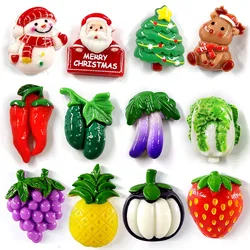 10pcs Christmas Vegetable Fruits Sushi Animal Resin Refrigerator Fridge Magnet Whiteboard Sticker Decoration Kitchen Accessories