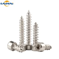 10/50pcs M2 M2.6 M3 M3.5 M4 304 A2-70 stainless steel Allen Hex Hexagon Socket Cap Head Self-tapping Screw Furniture Wood Screw