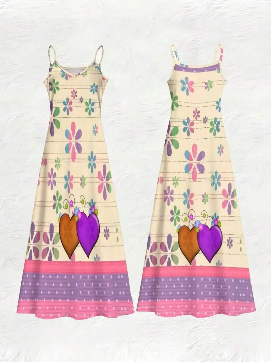 

Floral Print Spring Summer Women Long Slip Dress Casual Backless Sleeveless Maxi Dress