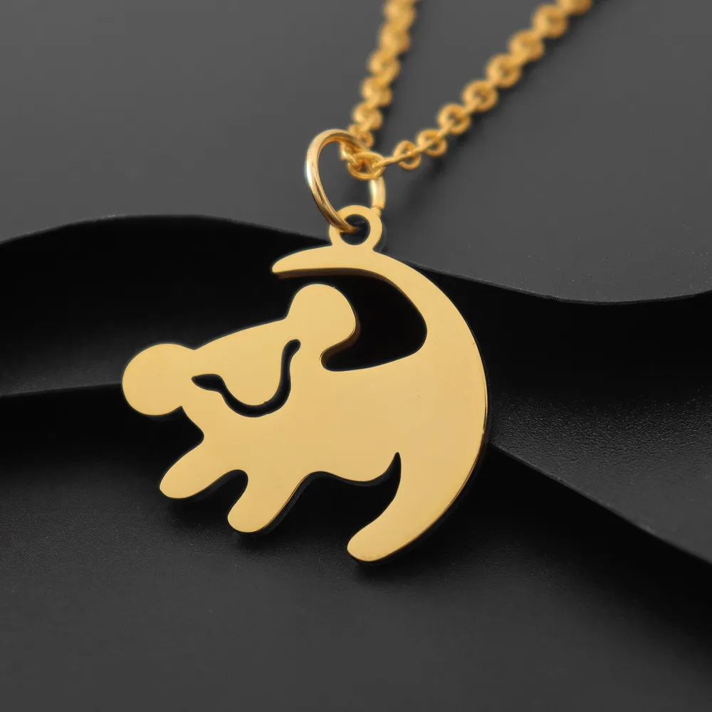 الأسد الملك سيمبا قلادة مجوهرات من صلب لا يصدأ تذكر من أنت رسائل المختنق سلسلة طويلة الأزياء والمجوهرات النساء هدية