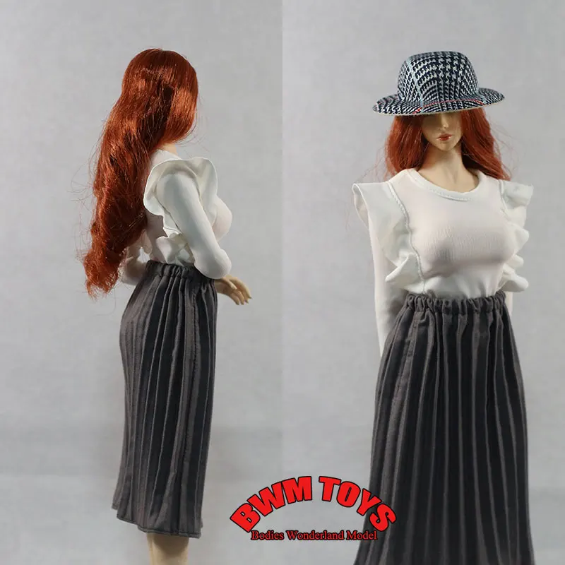 

In Stock 1/6 Scale Female Soldier Slimming Round Neck Pullover Long Pleated Skirt Model Clothes For 12Inch Action Figure Doll
