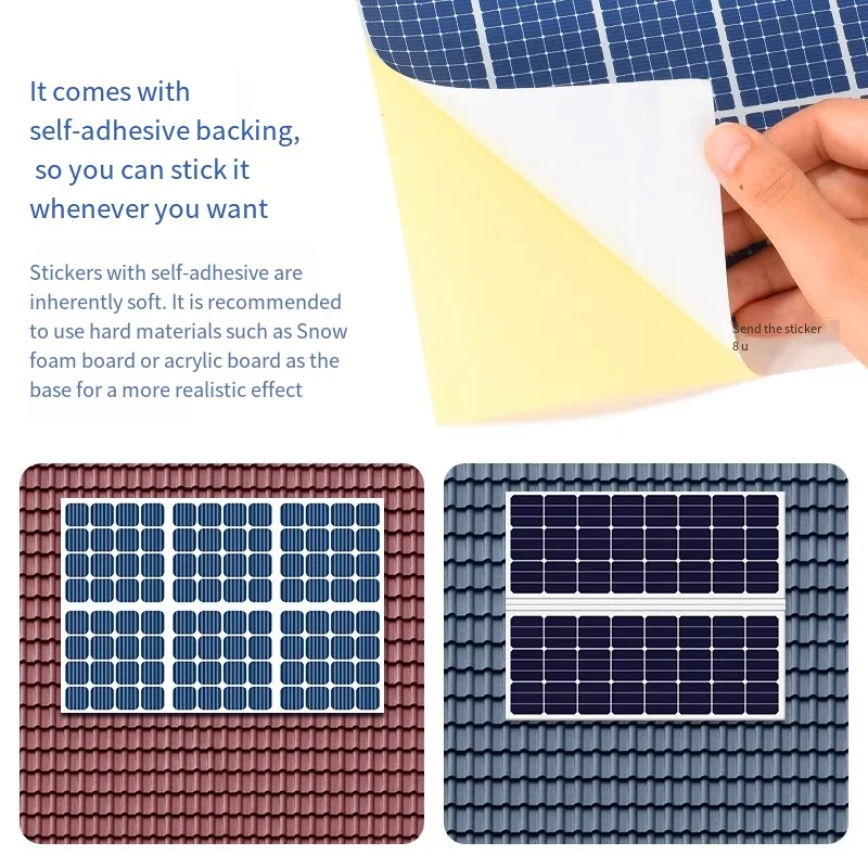 ソーラーパネルシミュレーションステッカー ブルーブラック DIY 自己粘着デカール ミニチュアハウスモデル風景装飾用 (非機能的)