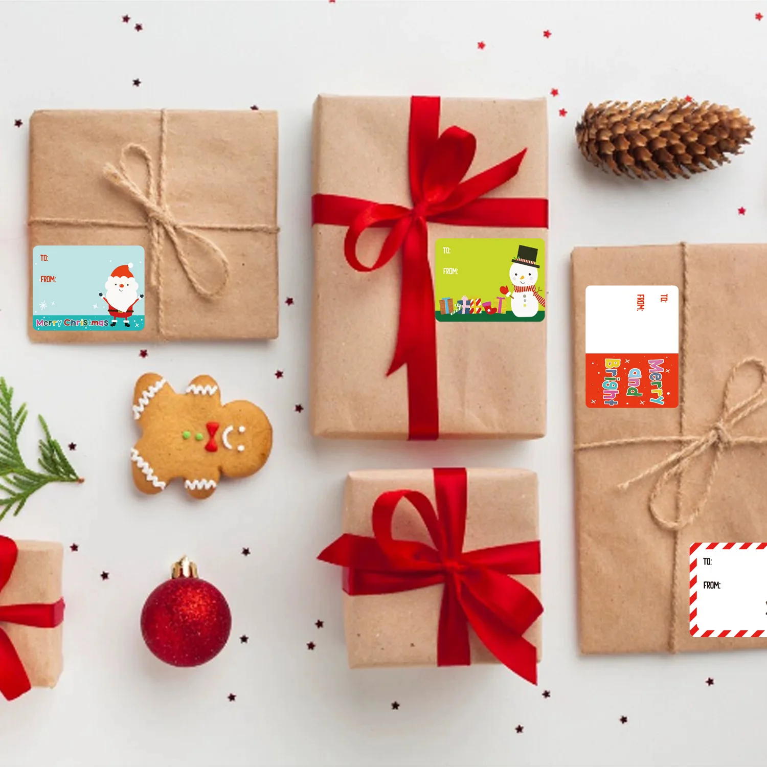 200-500 قطعة علامات عيد الميلاد ذاتية اللصق علامات هدايا لعيد الميلاد هدايا عيد الميلاد تسميات اسم ملصقات لتغليف ورقة عيد ميلاد #5