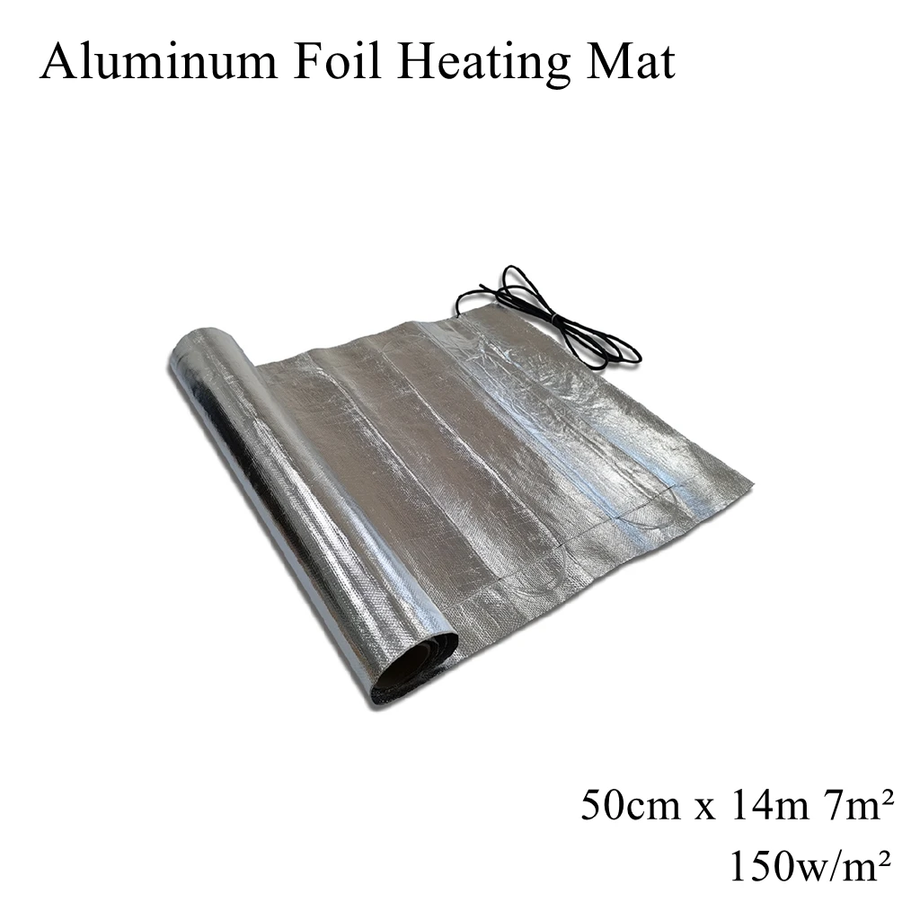 7m² Square Aluminium Foil Heating Mat Warm Pad Rug Heater Waterproof Shell Twin Conductor Cable Under Floor Ceramic Tile Cement