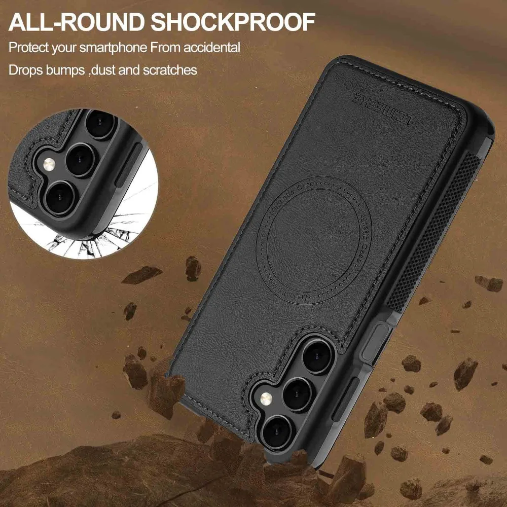 حافظة هاتف جلدية مغناطيسية لهاتف سامسونج جالاكسي S25 S24 S23 S22 S21 Plus Ultra A55 A56 A54 A36 A35 A16 5G لغطاء ناعم Magsafe #3