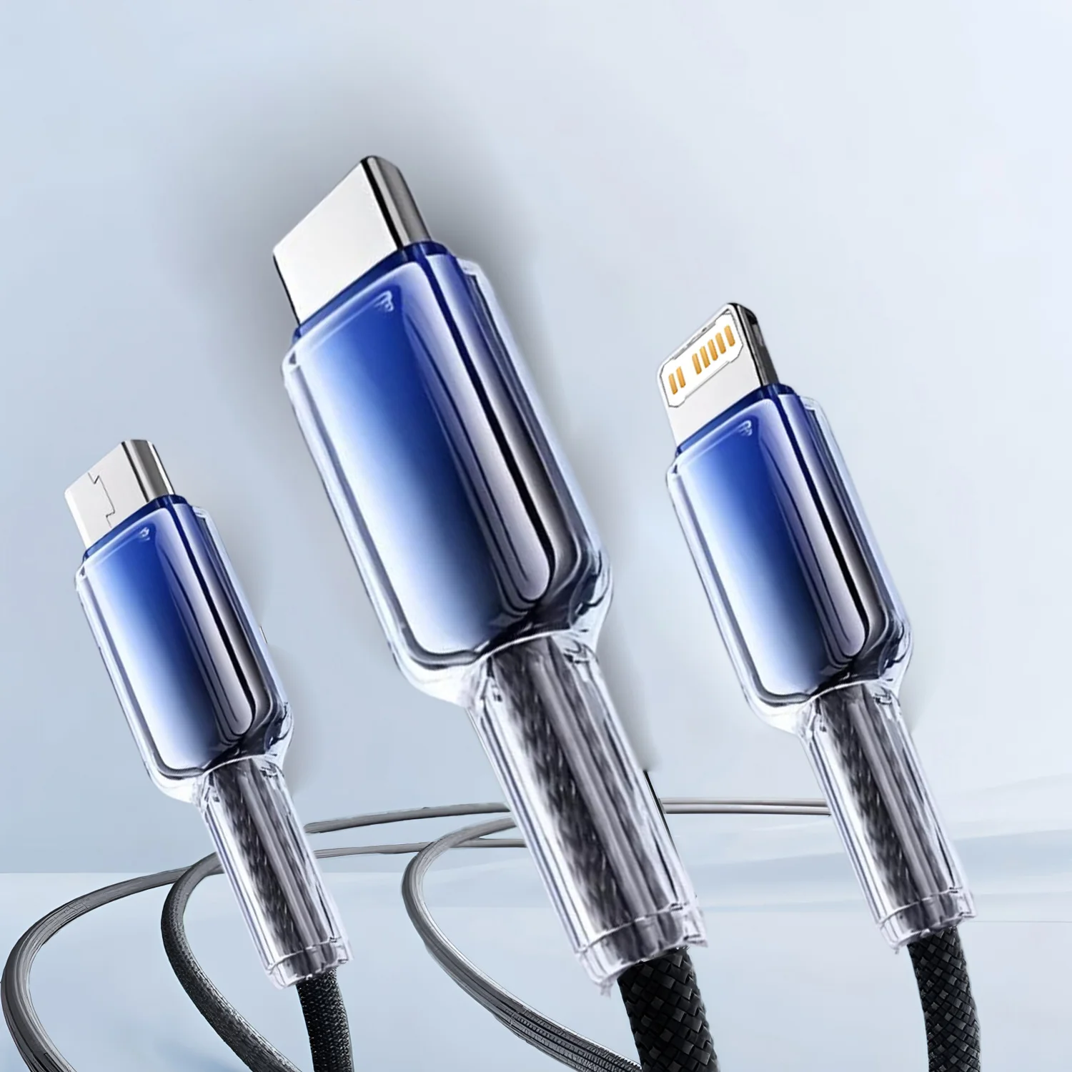 1/2 قطعة 3 في 1 240 واط USB نوع C كابل آيفون 14 برو ماكس 3 في 1 USB كابل شحن كابل مايكرو لسامسونج شاومي هواوي