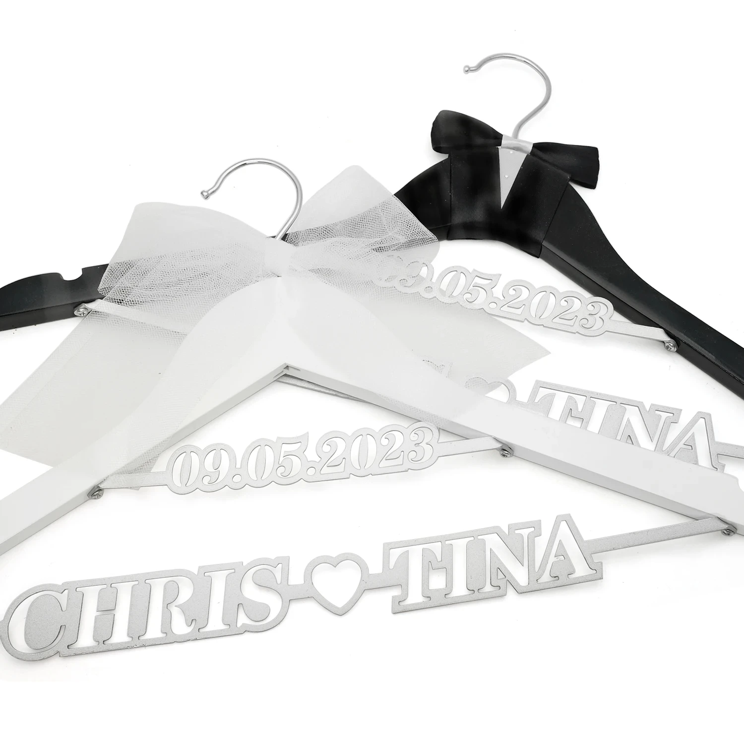 Personalized Wedding Dress Hanger, Bride and Groom, Custom Wedding Hanger, Name and Date, Bridal Hanger Gift