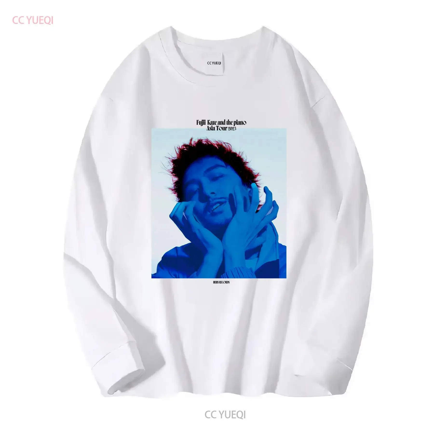 T Shirt Fujii Kaze Blue White L Size And The Piano Asia Tour vintage Washed fashion Stylish Stretched Soft homme Versatile