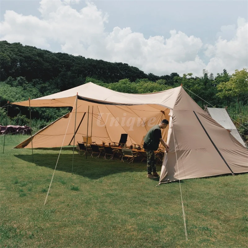 Oversized Rainproof Camping Tent, A Tower Canopy, Family Party Tent, Outdoor, 8-10 Person