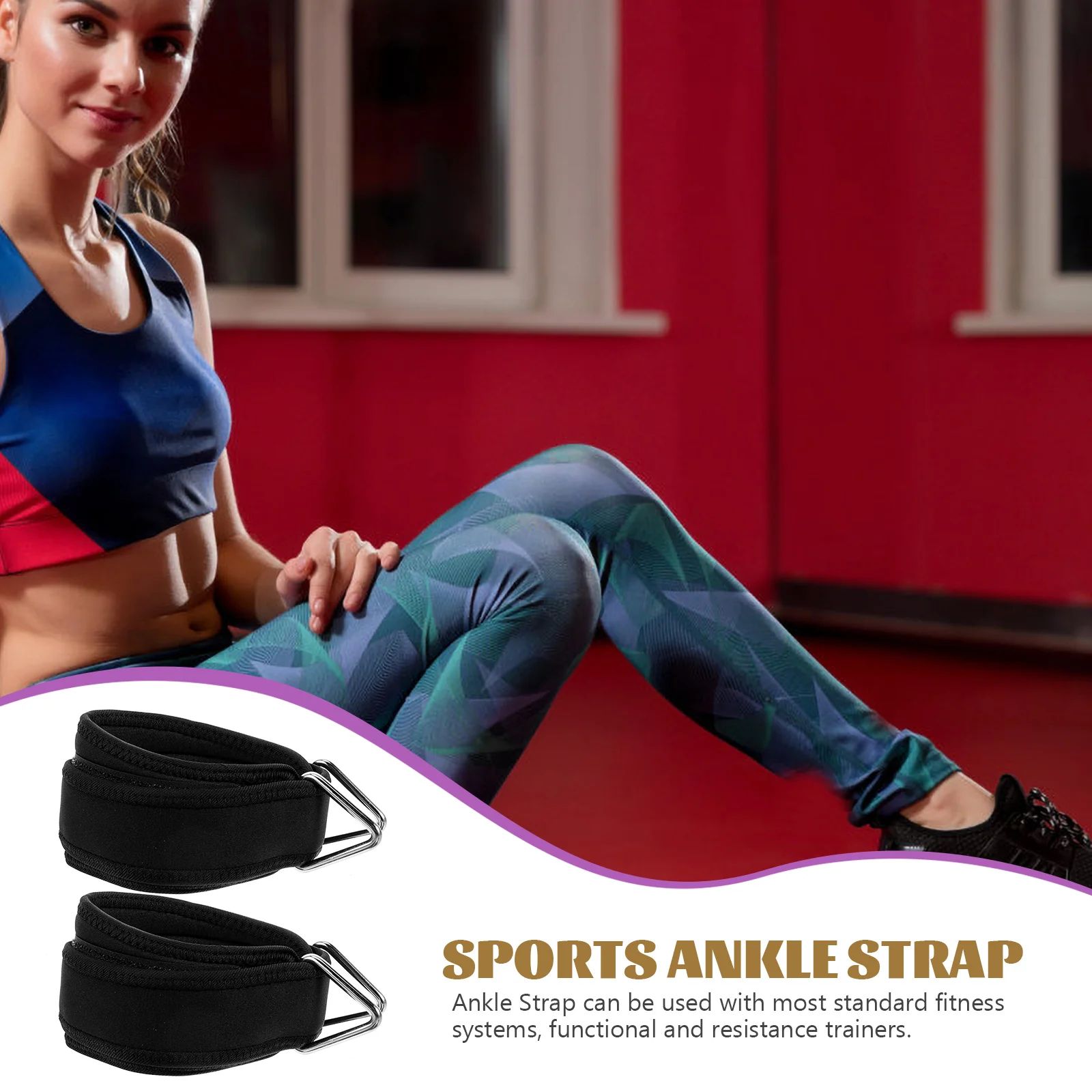 

1 Pair Adjustable Ankle Strap For Cable Machine Leg Training Workout Fitness Accessory Portable Indoor Outdoor Ankle Bands For