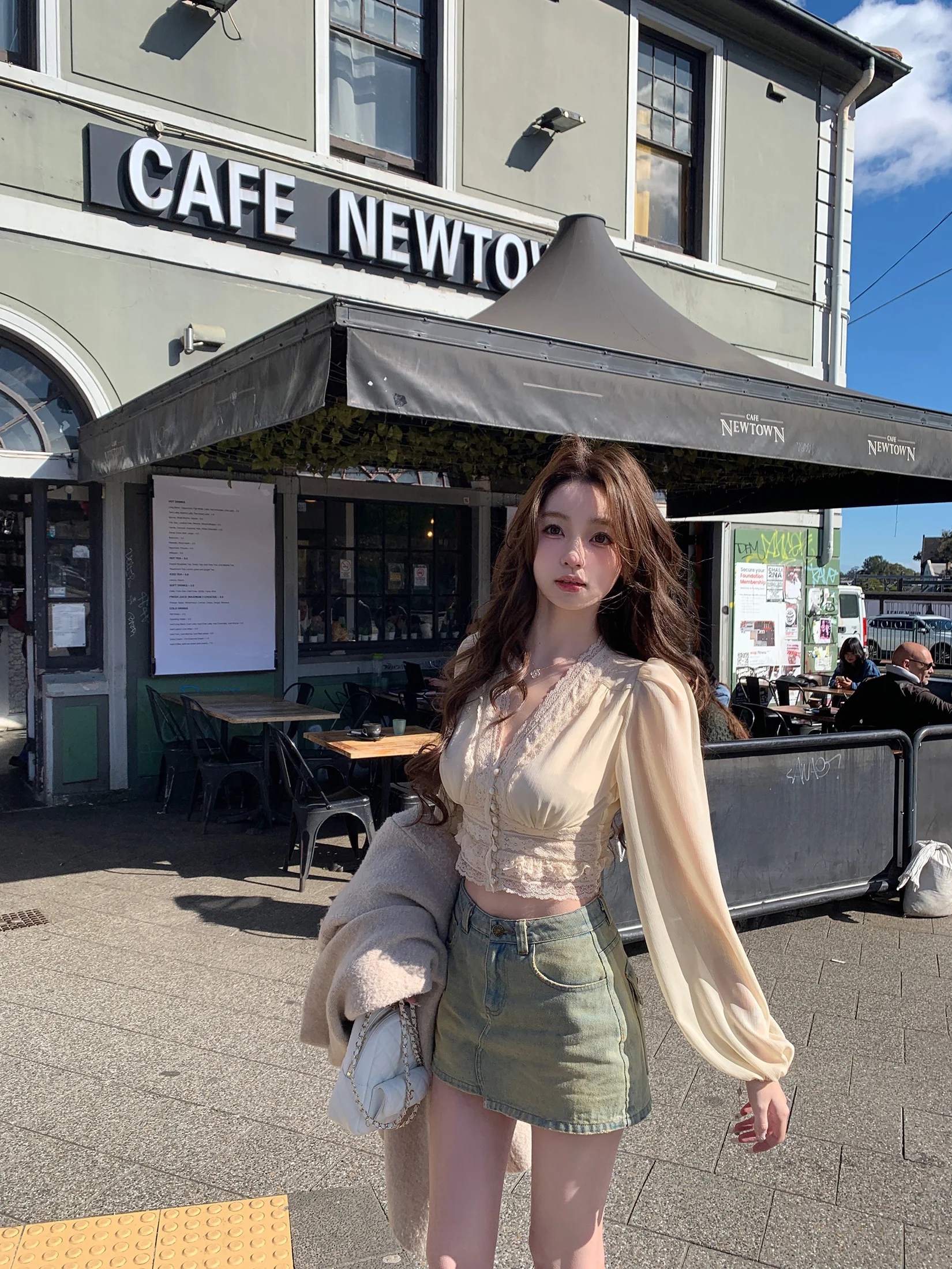 

Романтический кружевной лоскутный топ с вырезом на талии, длинный топ све irt, дышащий, приятный для кожи, полиэфирное волокно, V-Ne, с растительным цветочным узором