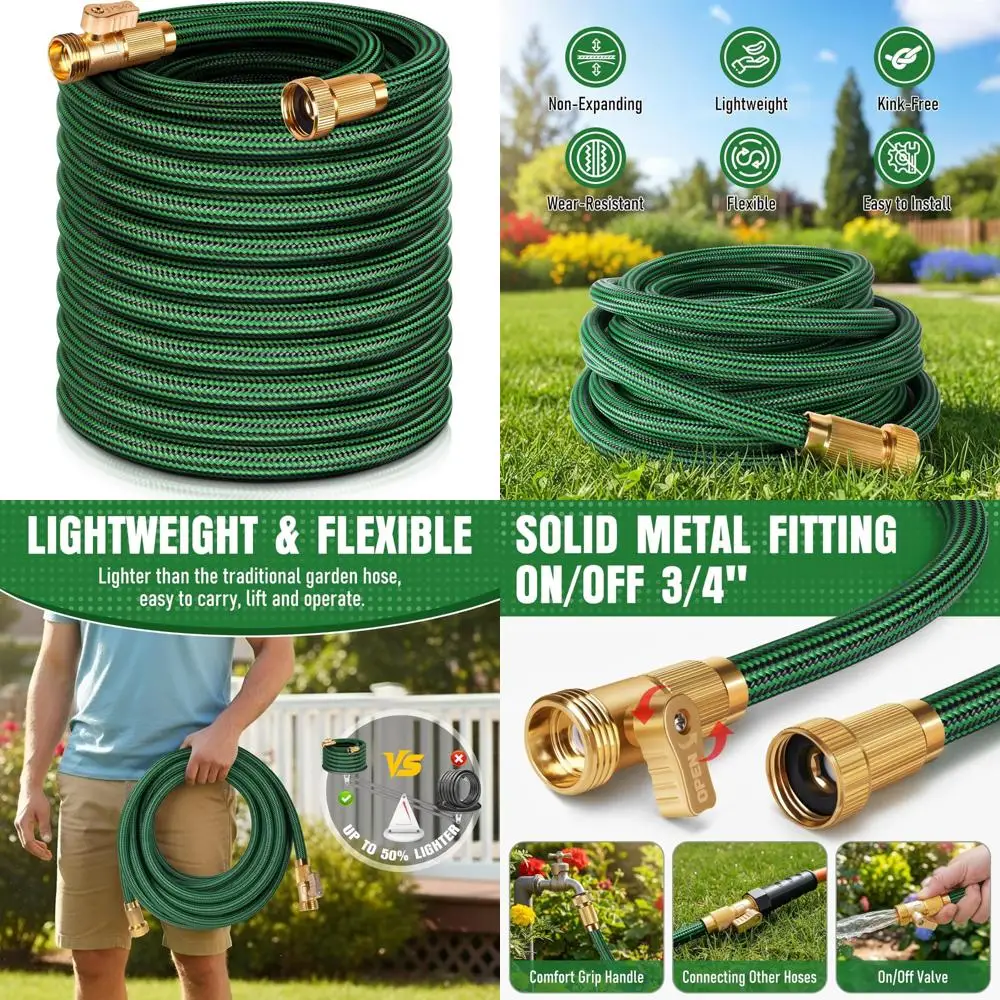 

Heavy-Duty Kink-Resistant 100ft Garden Hose - Flexible, Lightweight Hybrid with Durable Fabric Cover for Outdoor Watering Needs