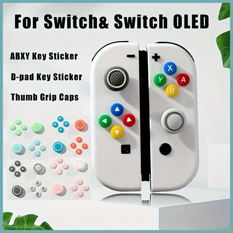 D-pad Direction Button ABXY Key Sticker For Nintendo Switch & Switch Oled/Lite JoyCon Thumb Stick Grip Cap NS Joystick Cover