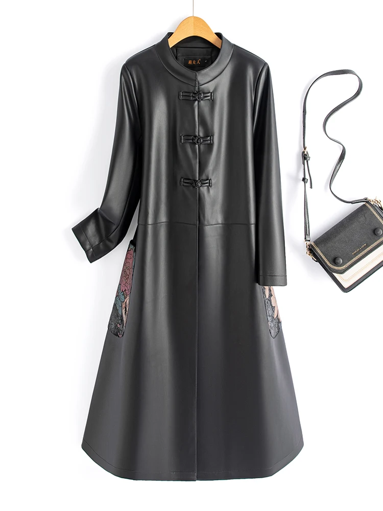 Nuovo Cappotto Invernale da Donna in Pelle di Pecora a Mezza Lunghezza, Slim Fit, con Bottoni Decorativi, Stile Commuter