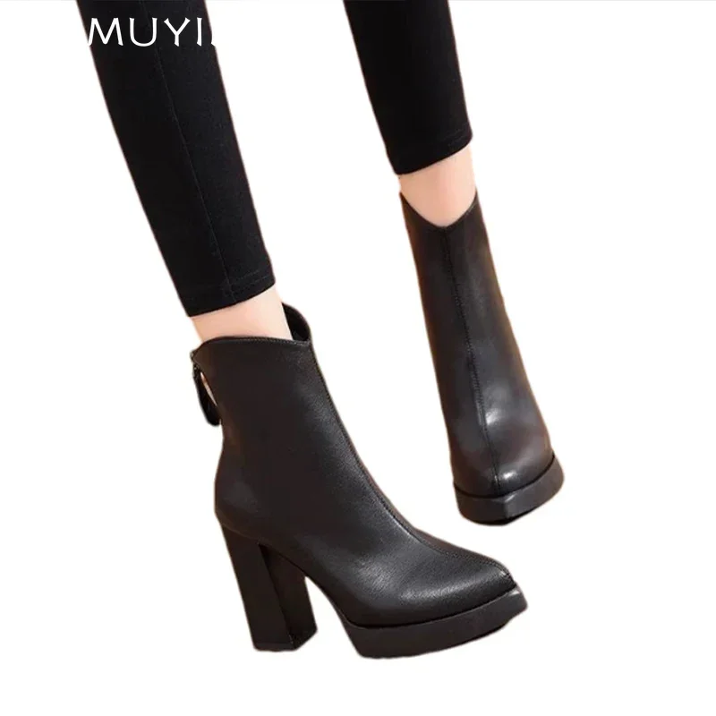 Super High Heels Women Ankle Boots Sexy Pointed Toe Platform Shoes Woman 2024 Trend Goth Winter New Pumps Chelsea Botas Mujer