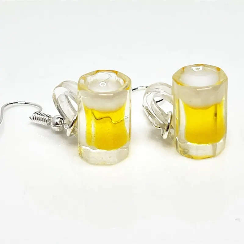 Mini Beer Cola Glass Women\'s Earrings Creative Simulation 3D Wine Glass Resin Accessorie Handmade Jewelry Gifts for Her