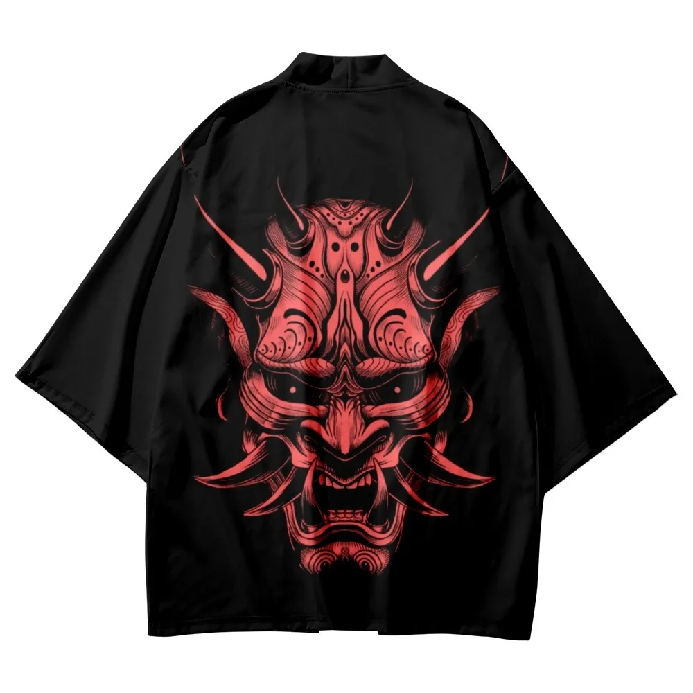 

Summer Black Demon Printed Jacket Shirt Japanese Men Women Kimono Cardigan Haori Yukata Samurai Costume Clothing