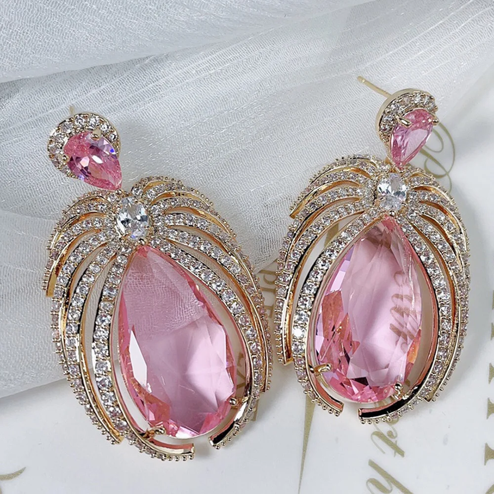 

Missvikki Gorgeous CZ Luxury Clear Drop Pendant Earrings For Women Bridal Wedding Engagement Earrings Hot Popular High Quality