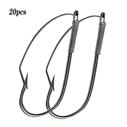 20pcs Weedless Fishing Hooks: 1/0 2/0 3/0 Carbon Steel Under Hook Single Worm Hook Bait - Perfect Fishing Accessory