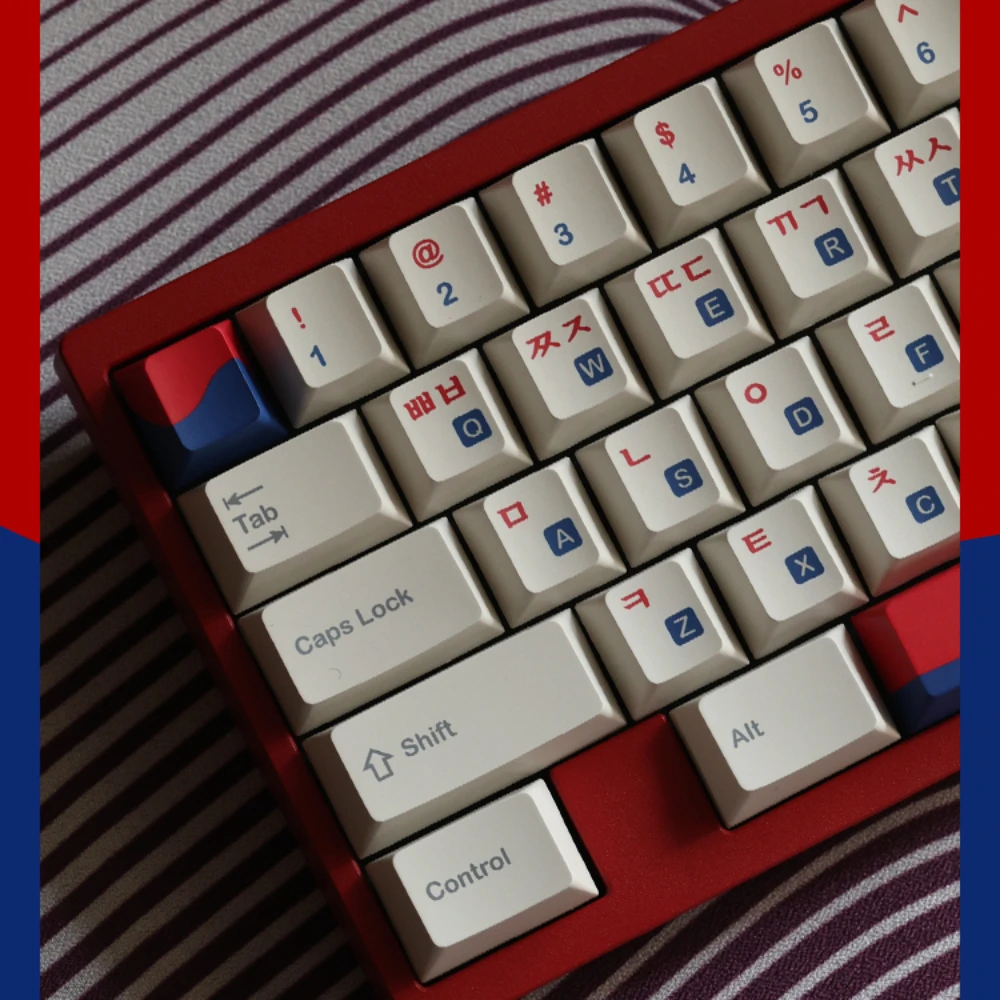 coreano root rog night devil keeping pbt keycap jogo de contraste vermelho e azul office handle kr keycaps estilo coreano branco 140 teclas 01