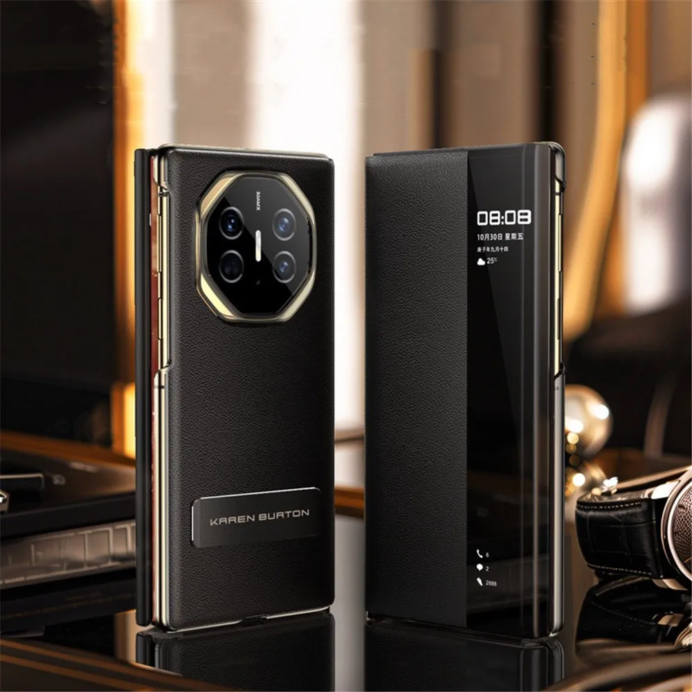 

Откидной чехол премиум-класса из натуральной яловой кожи с кронштейном для Huawei Mate XT Business Cover