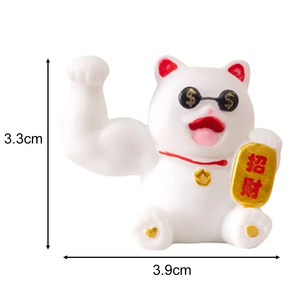 Lucky Cat Statue Home Feng Shui Figurine Good Fortune Good Luck Happiness Living Room Decorative Accessory Desktop Mini Ornament