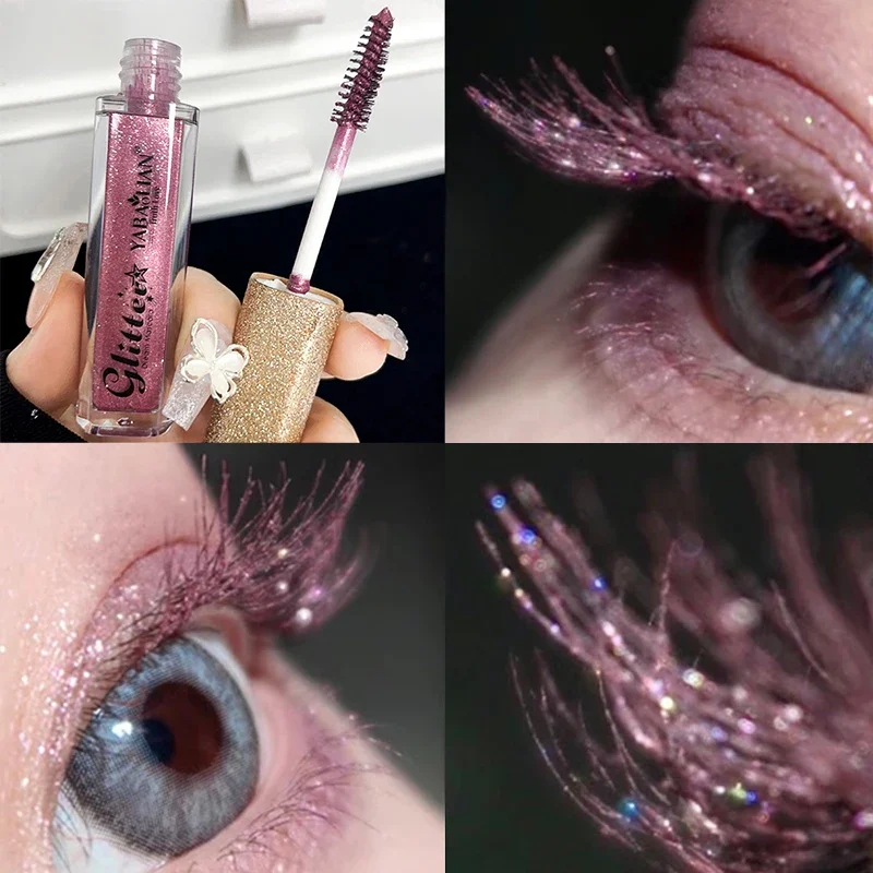 Pearly Glitter Lash Mascara Quick Dry Waterproof Lifting Curling Shiny Mascara Eyelash Extension Shimmer Sliver Sparkling Makeup