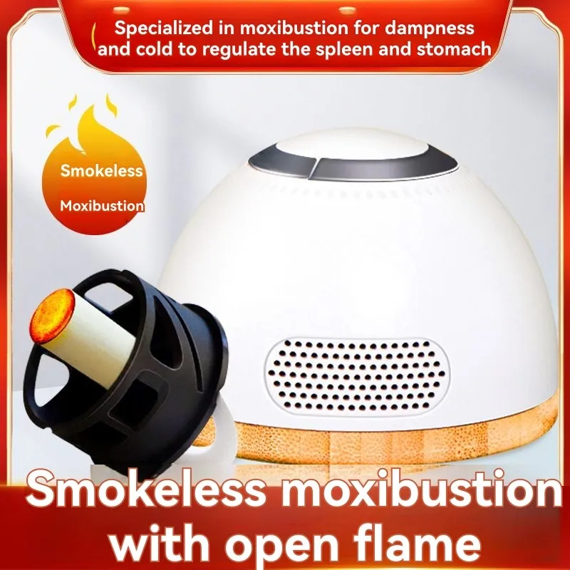 ABIT Portable Moxibustion Therapy Set - Smokeless Moxa Box With 30 Moxa Cones, Acupoint Map & Strap
