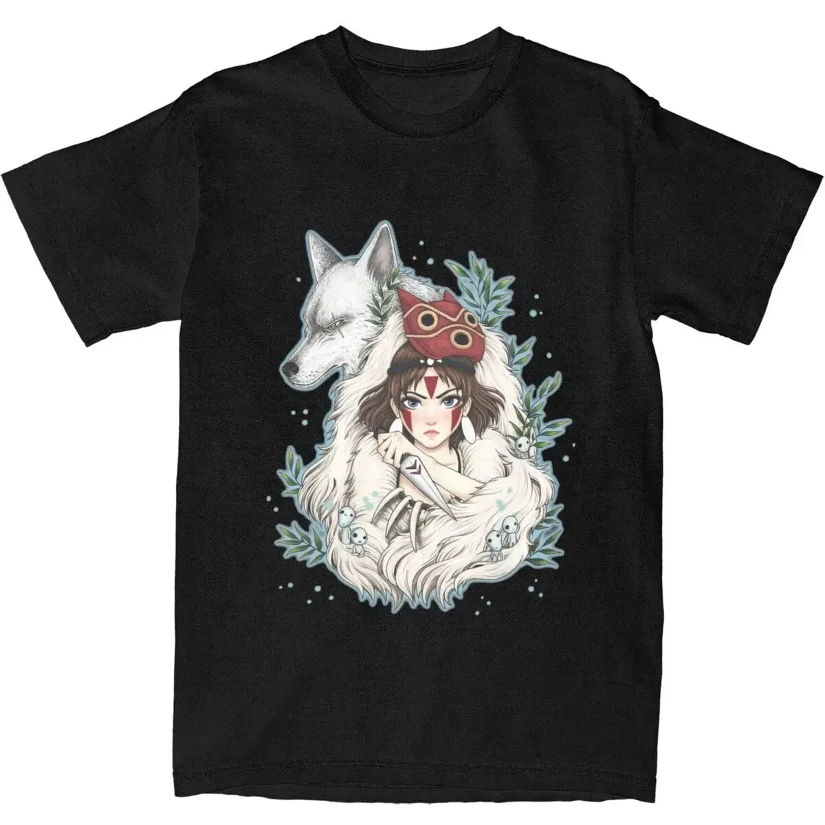 Graphic PrintedClothing Novelty Princess Mononokes Hime T-Shirts for Men Women Pure Cotton Kodama Tree Forest Spirit Tees Shirt