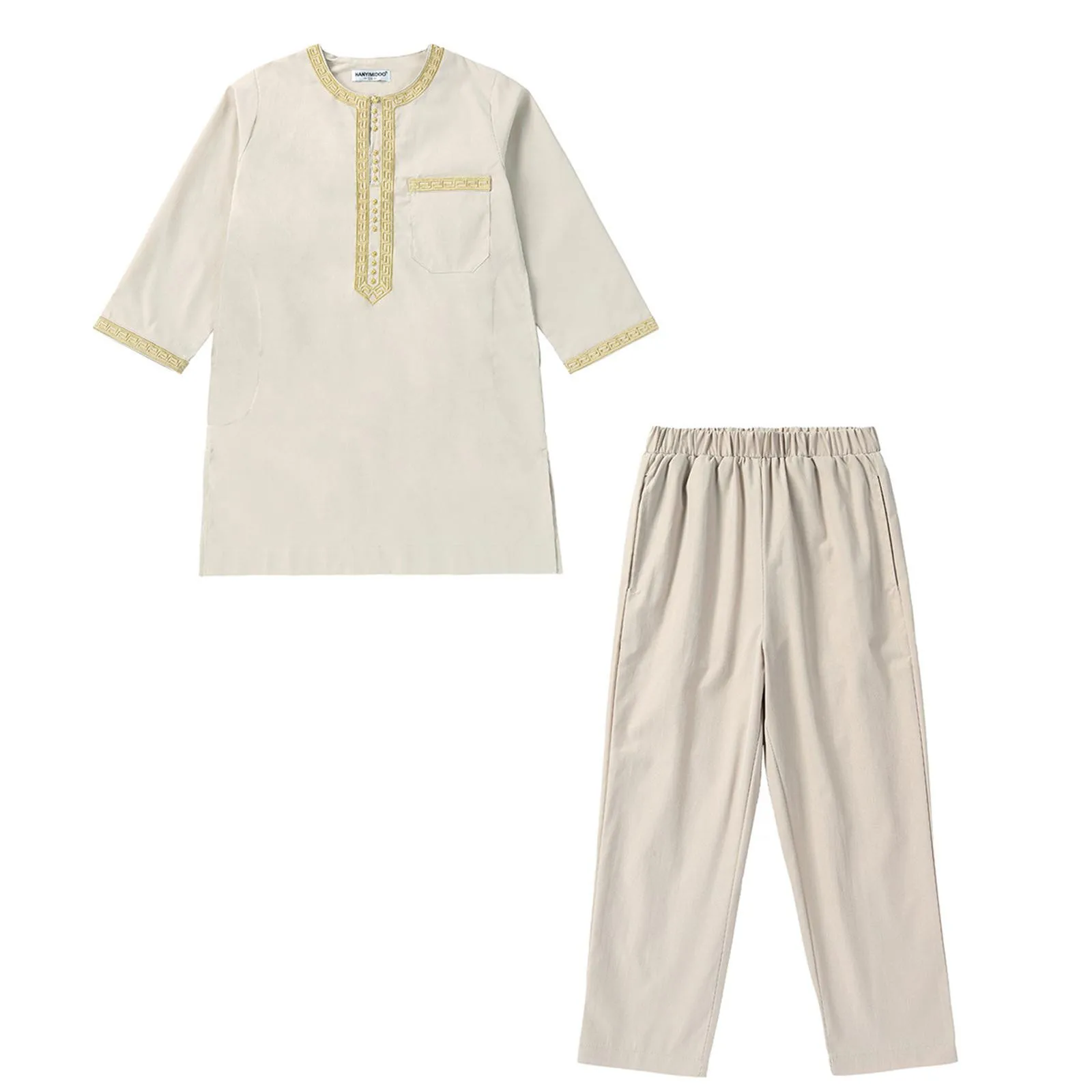 Neue 2024 Dubai arabische muslimische Kinder Jungen Kleidung Sets Abaya Kaftan Roben Hosen islamische Ramadan Kleidung arabische Kind Kaftane Kostüm