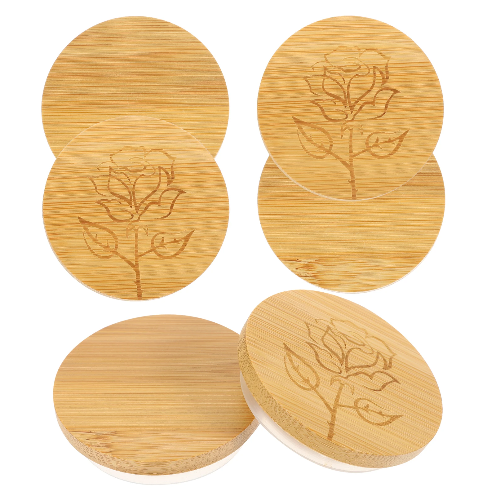 

Bamboo Jar Glass Bottle Covers Reusable Round Bamboo Lids Canning Smooth Storage Food Kitchen Bar