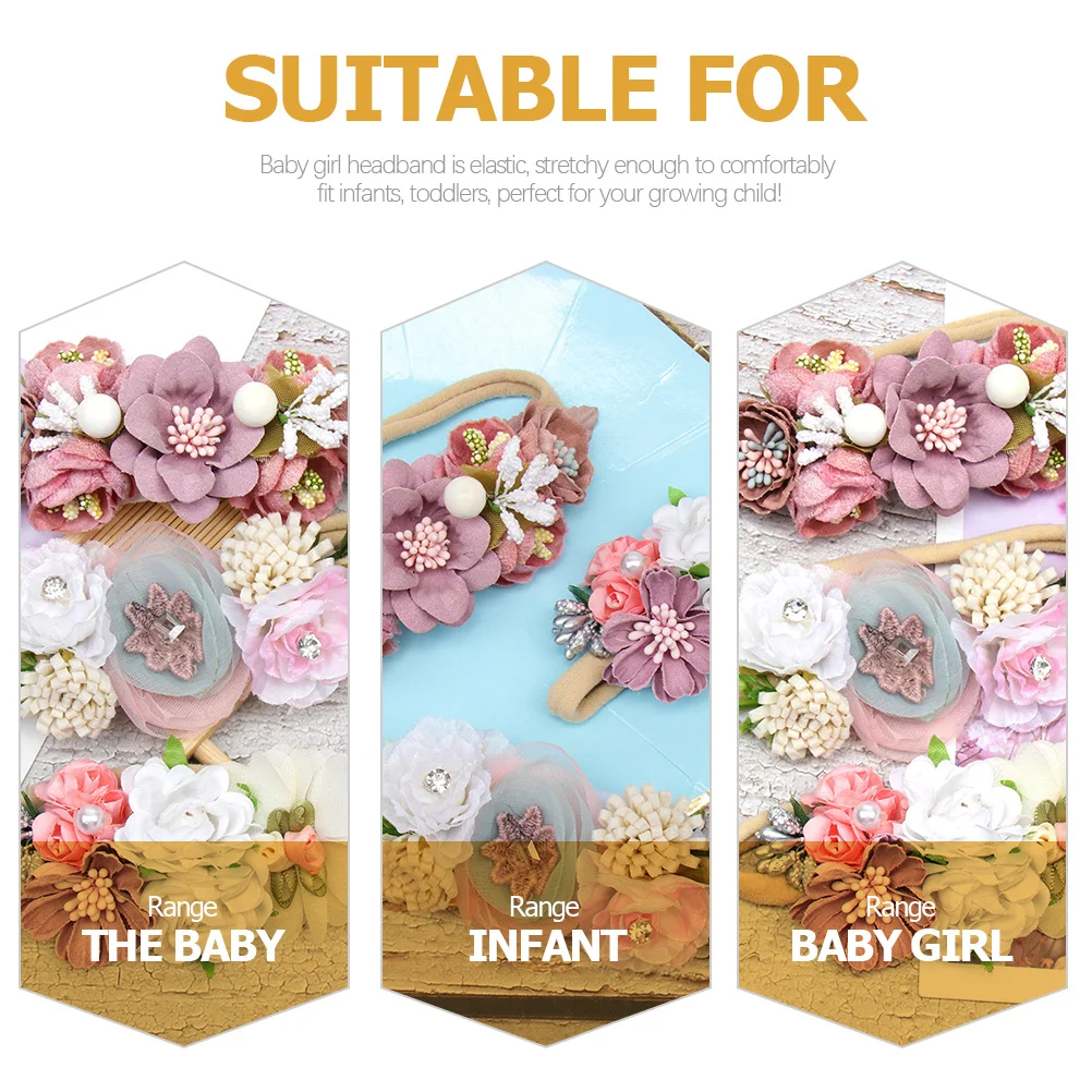 

3Pcs Flower Headbands Floral Hairband Accessories Party Gift Flower Headbands