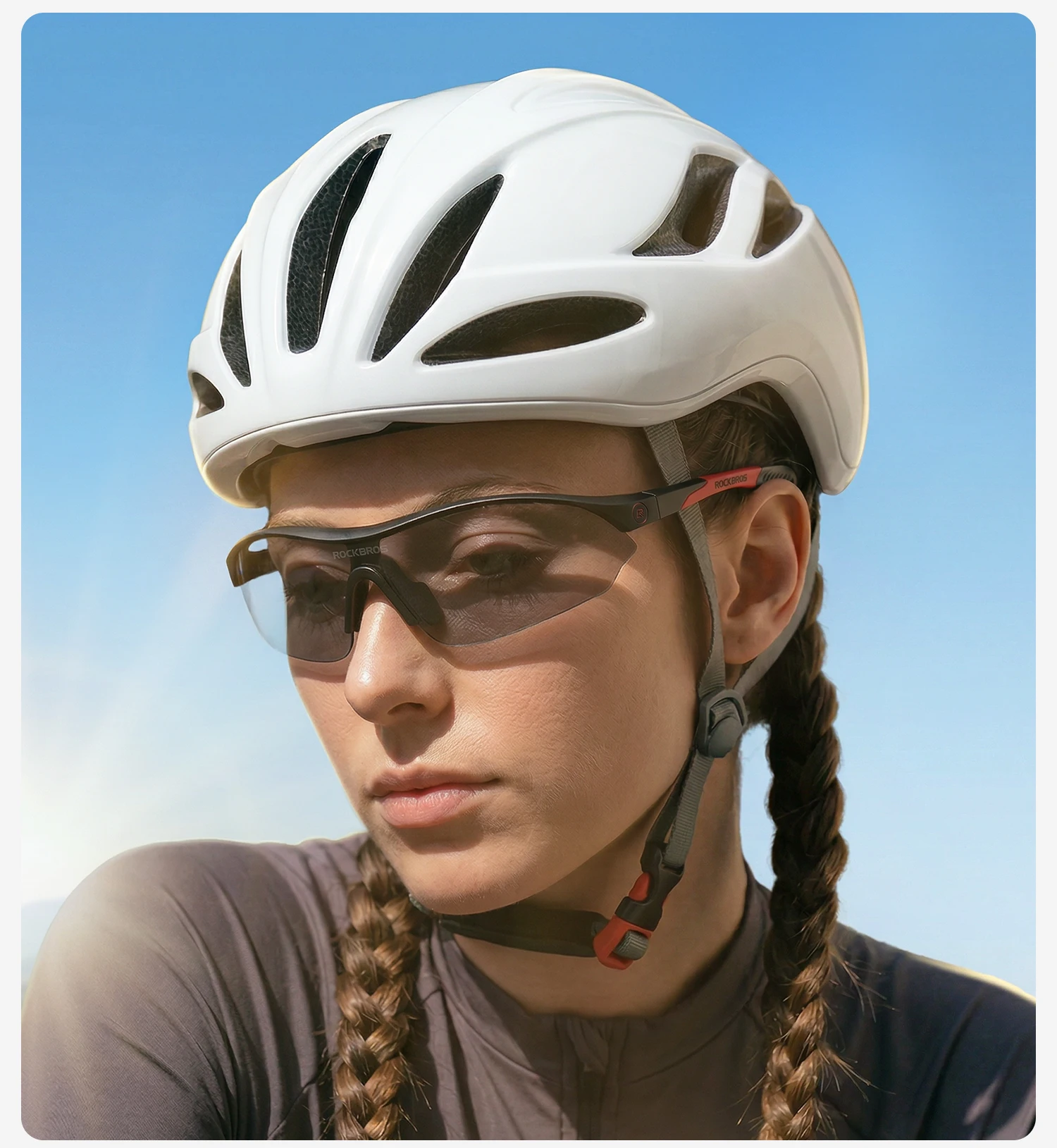 ROCKBROS Polarisierte Fahrradbrille mit 3 Gläsern, Sport-MTB-Rennradbrille, Sonnenbrille für Herren und Damen, UV400-Schutz, Anti-Sonnenbrille zum Laufen, Angeln, Fahrradbrille – Detail 20