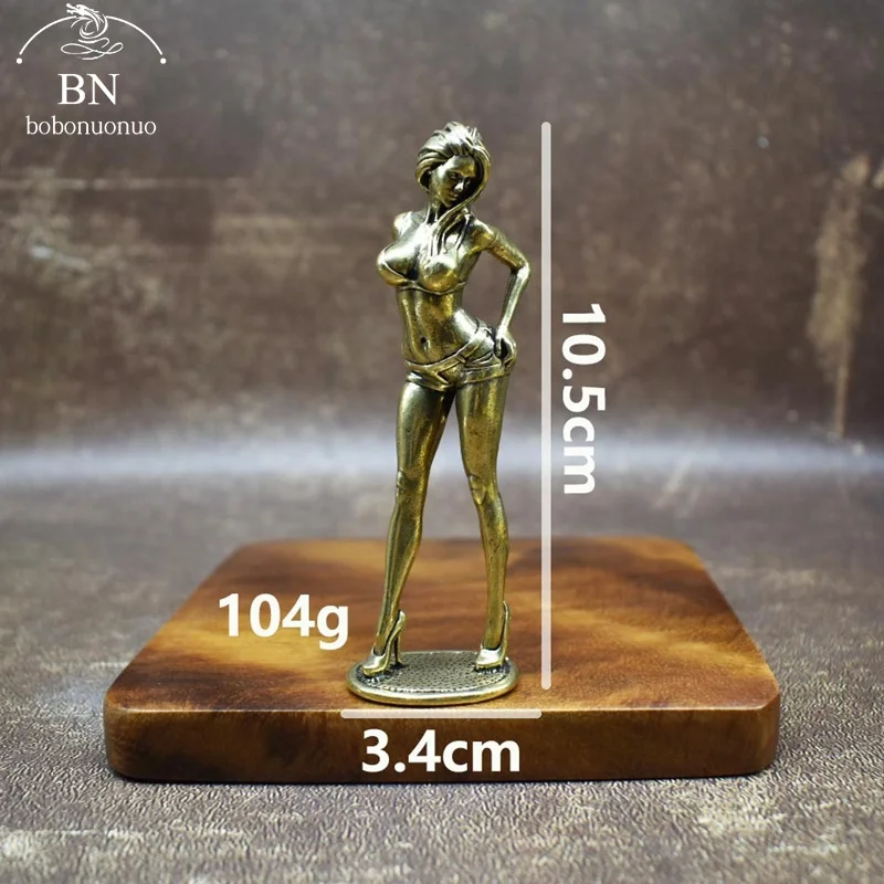 HIGH 10.5cm Solid Copper Beautiful Woman Ornament Sexy Bikini Beauty Figurine Girl Model Collectible Statue Gifts Man Brothers