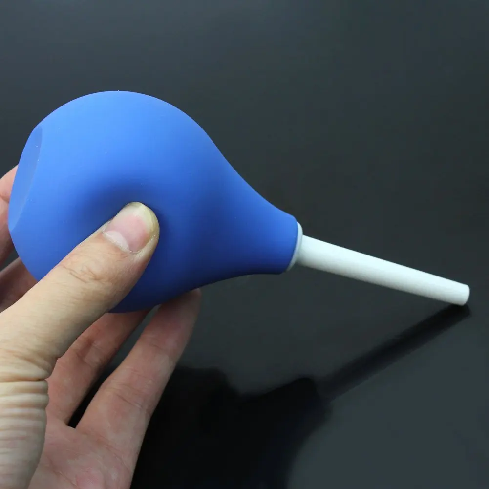 Pear shaped enema Rectal Shower Cleaning System Blue Ball for Anal Anus Colon