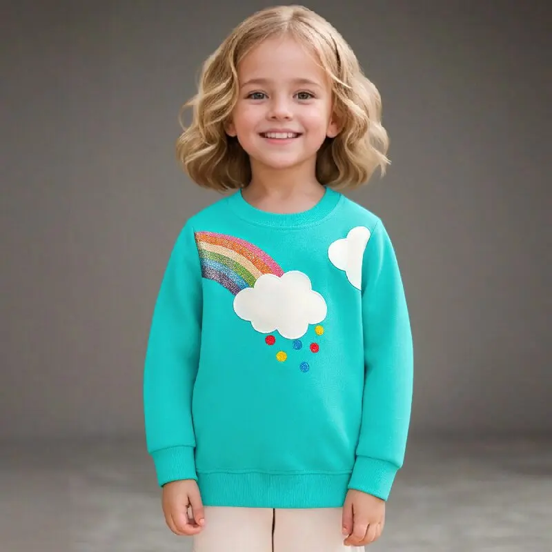 

Little maven, весенне-осенний милый свитшот с рисунком радужных облаков для маленьких девочек, топы принцессы с длинными рукавами, детская одежда, толстовка
