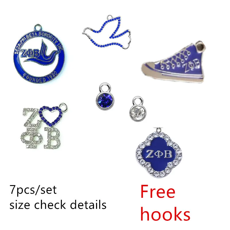 7 pz Set Vari Zeta Phi Beta Fascino ZPB Sorority Paraphernalia Bead Per Gioielli FAI DA TE Che Finer Colomba Amore Donne Regalo PGC1