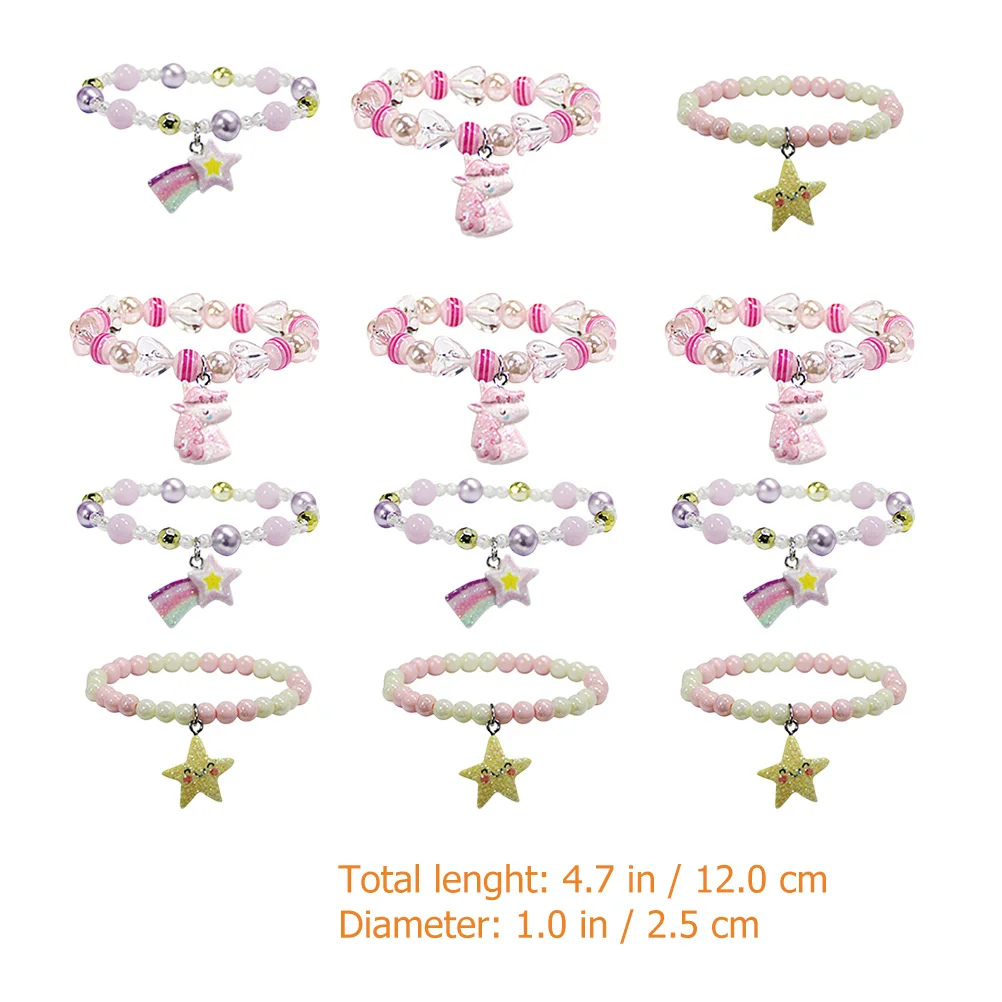 

4Sets Children Bracelets Plastic Elastic Beaded Bracelets for Girls Birthday Party Favor Toddler Jewelry Kids Bead Bracelet