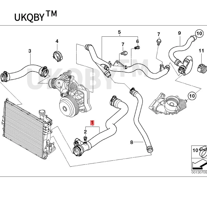 bm w3’E46 320Cd 318d M47N 320d 318td 320td Cooling system water guide hose Coolant hoses